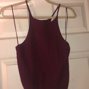 Wine knit crop top